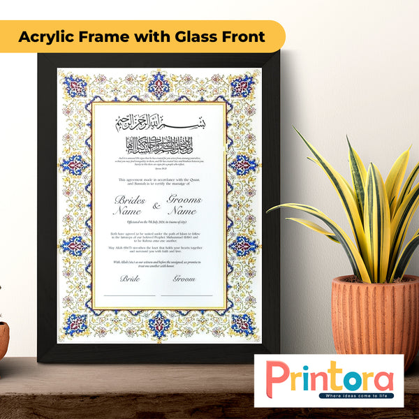 Nikkah Nama Certificate Frames | Customized Islamic Wedding Frames