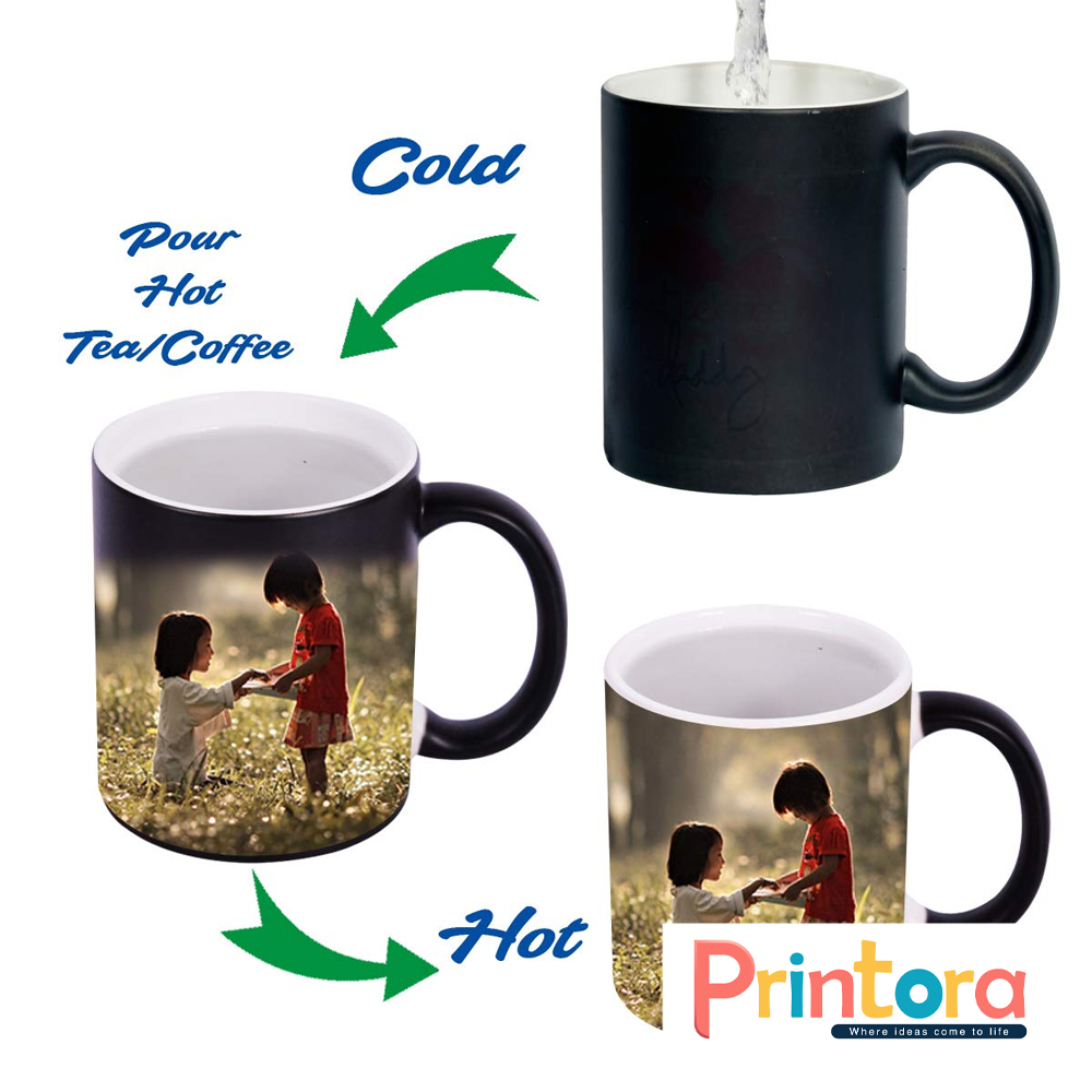 Black Magic Mug with custom name and quote revealed by heat