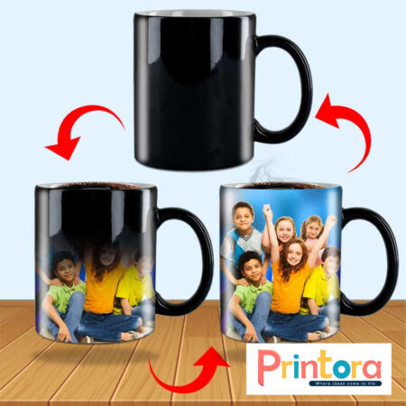 Black Magic Mug with custom name and quote revealed by heat