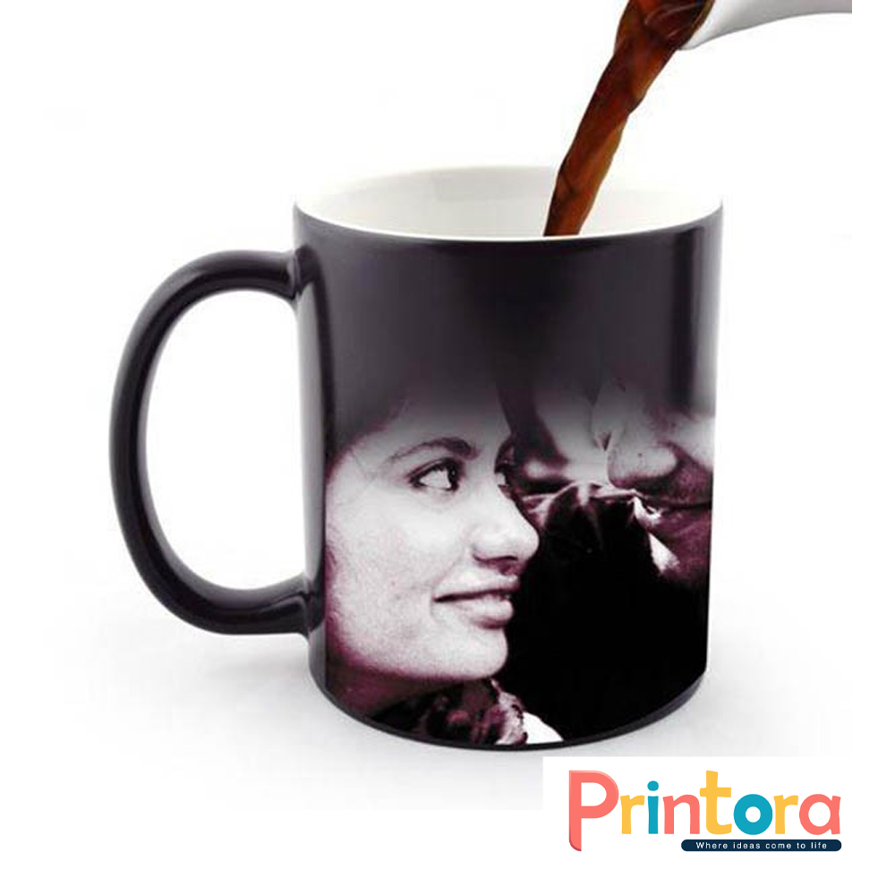 Black Magic Mug with custom name and quote revealed by heat