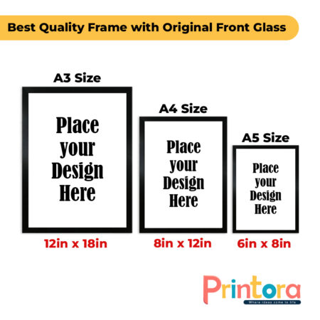 Customized photo frame in A3, A4, and A5 sizes with personalized picture printing for gifts and home décor.