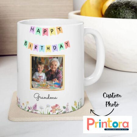 Birthday Custom White Photo Print Mug – Personalized Birthday Gift