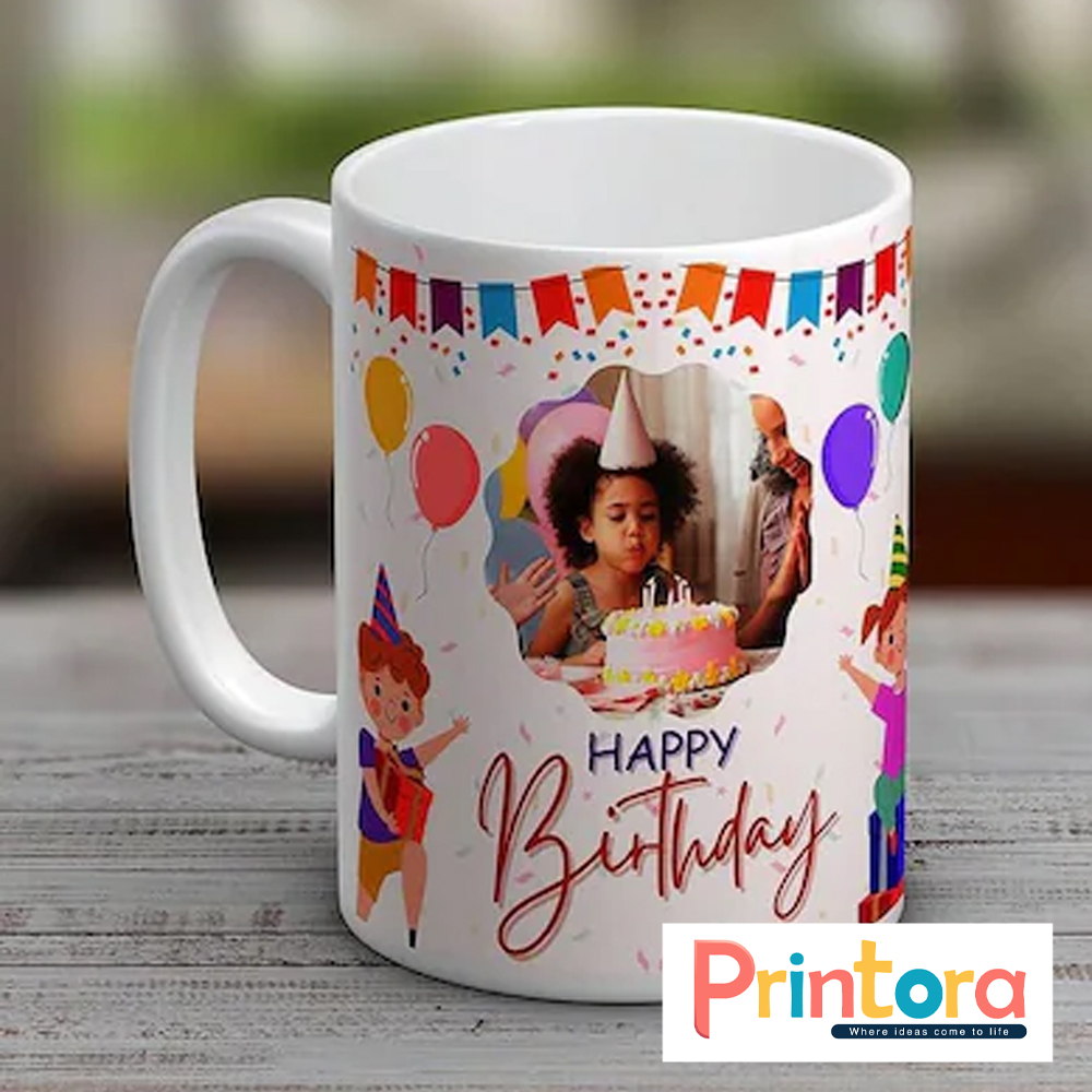 Birthday Custom White Photo Print Mug – Personalized Birthday Gift