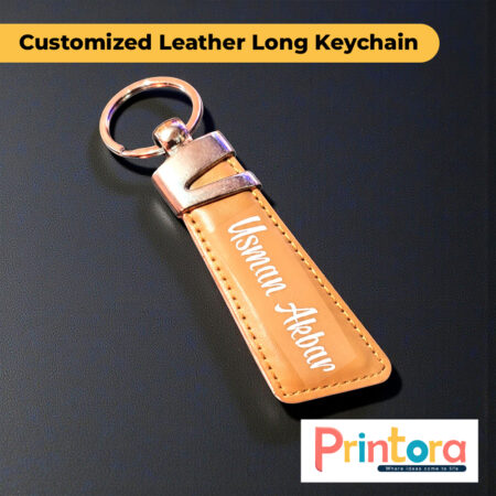 Customized leather long keychain with name engraving, premium handmade key holder