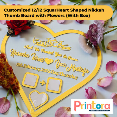 12x12 Heart Shaped Nikkah Thumb Board with Flower