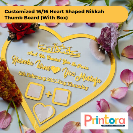 16x16 Heart Shaped Nikkah Thumb Board with Box