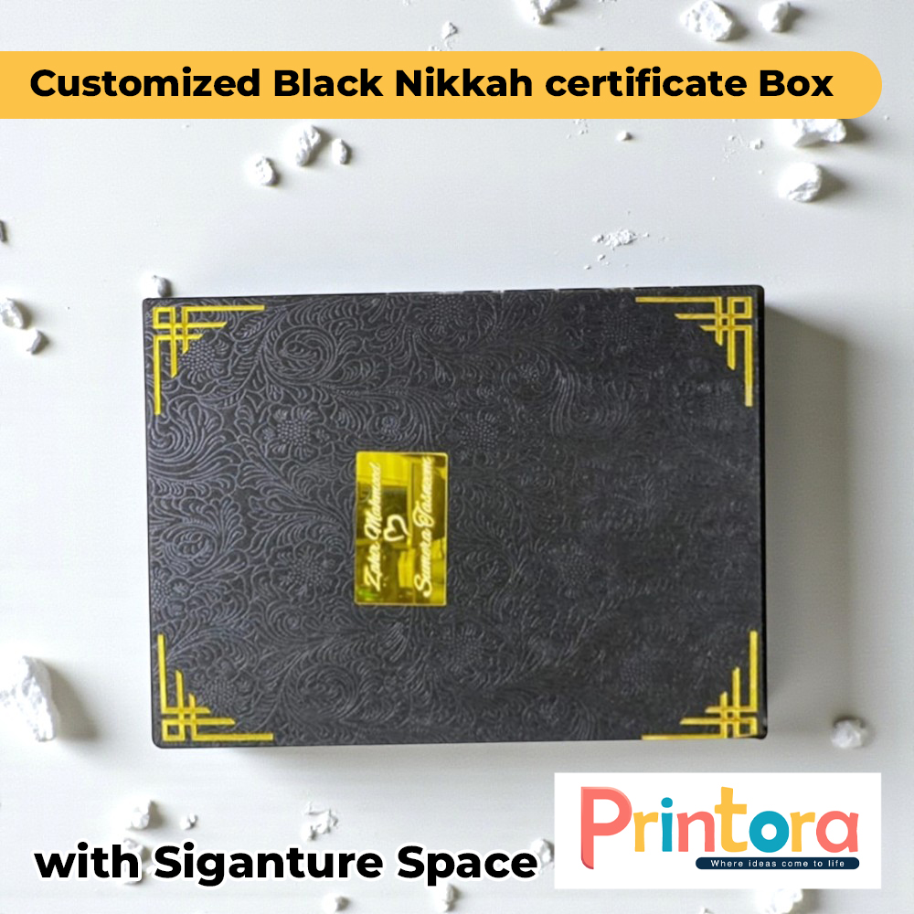 Black Nikkah Certificate Box with Signature