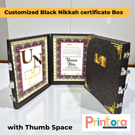 Black Nikkah Certificate Box with Thumb Space Premium Case