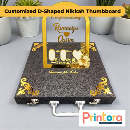 Customized D-Shaped Nikkah Thumb Board with Box