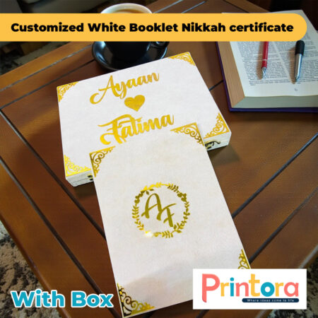 White Nikkah Certificate Booklet with Box