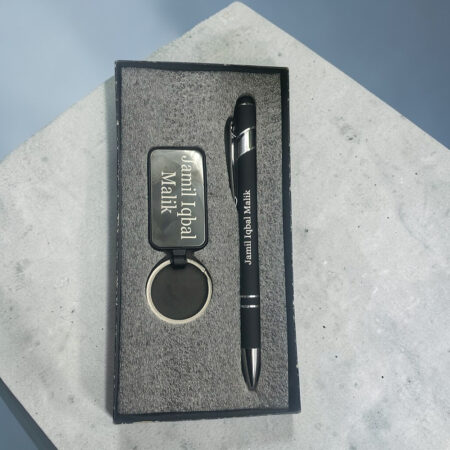 Pen and Keychain Box Black Color Customized Luxury Gift Set