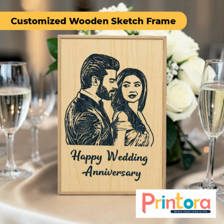 Customized Wooden Sketch Frame with Personalized Photo Artwork