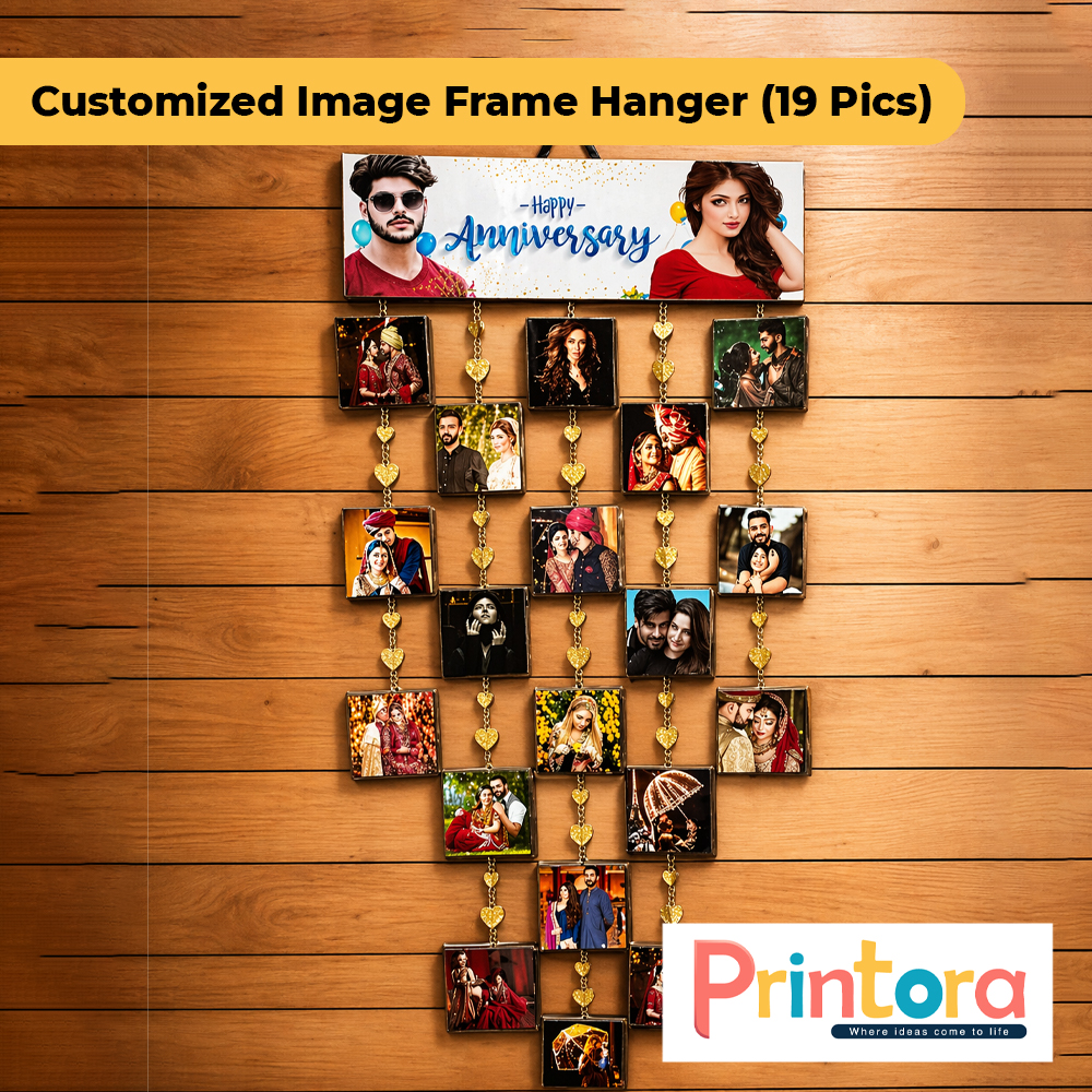 Customized Image Frame Hanger with 11 Personalized Photos