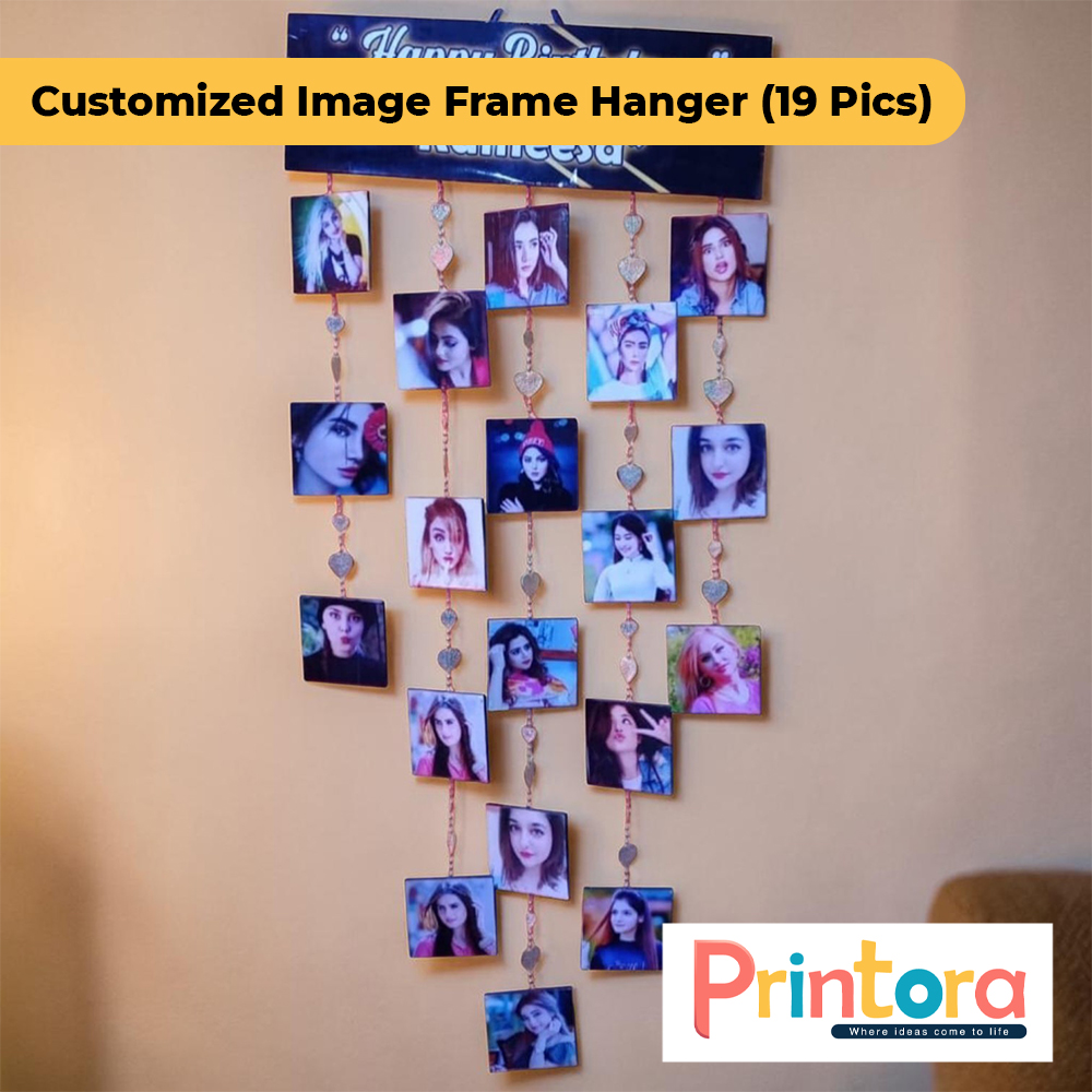 Customized Image Frame Hanger with 11 Personalized Photos