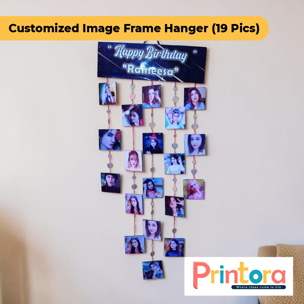 Customized Image Frame Hanger with 11 Personalized Photos