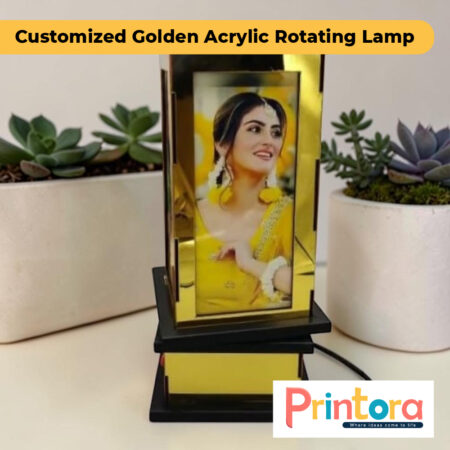 Golden Acrylic Rotating Lamp with Personalized LED Rotating Photo Display