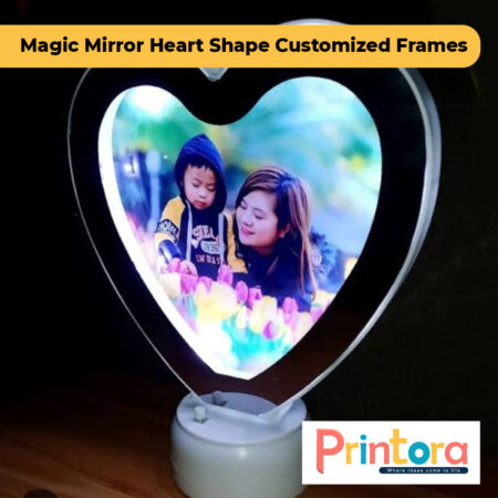 Heart Shape Magic Mirror Customized Frame with Personalized Photo LED Effect