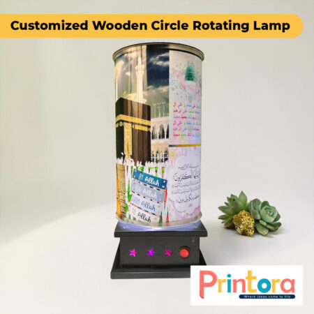 Wooden Circle Rotating Lamp with Personalized LED Rotating Photo Display